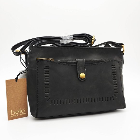 Bolo Geometric Leather Crossbody Bag - Picture 1 of 7